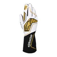 Alpinestars Tech-1 KX V4 перчатки для картинга, XXS, белый / чёрный / золотой