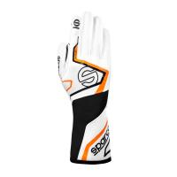 Sparco K-Tide+ перчатки для картинга, белый / черный / оранжевый неоновый, XS / 8