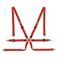 OMP One 2 ремни безопасности, 6 точек, 2", алюминий, красный