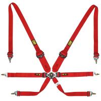 OMP One 3 + 2 ремни безопасности, 6 точек, 2" A02, алюминий, красный