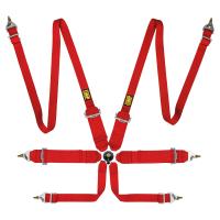 OMP First 3 + 2 ремни безопасности, 6 точек, 2-3", сталь, красный