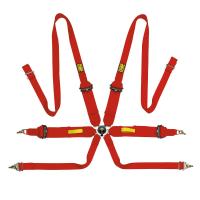OMP Tecnica 3 + 2 ремни безопасности, 6 точек, 3-2", алюминий, красный