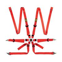 OMP One 2 Versa ремни безопасности, 6 точек, 2", алюминий, красный